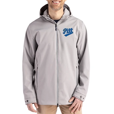 Men's Cutter & Buck  Gray Pitt Panthers Vault Logo Camano Everyday Stretch Water-Resistant Full-Zip Jacket