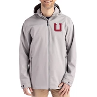 Men's Cutter & Buck  Gray Utah Utes Vault Logo Camano Everyday Stretch Water-Resistant Full-Zip Jacket