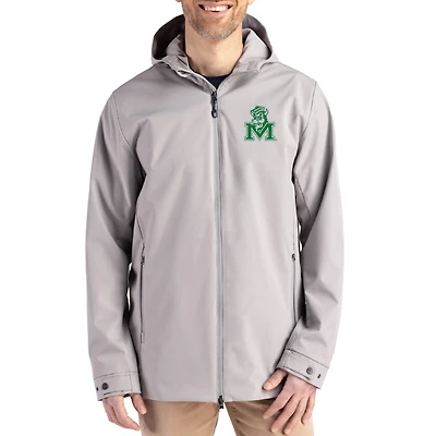 Men's Cutter & Buck  Gray Marshall Thundering Herd Vault Logo Camano Everyday Stretch Water-Resistant Full-Zip Jacket