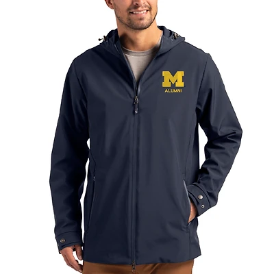 Men's Cutter & Buck  Navy Michigan Wolverines Alumni Logo Camano Everyday Stretch Water-Resistant Full-Zip Jacket