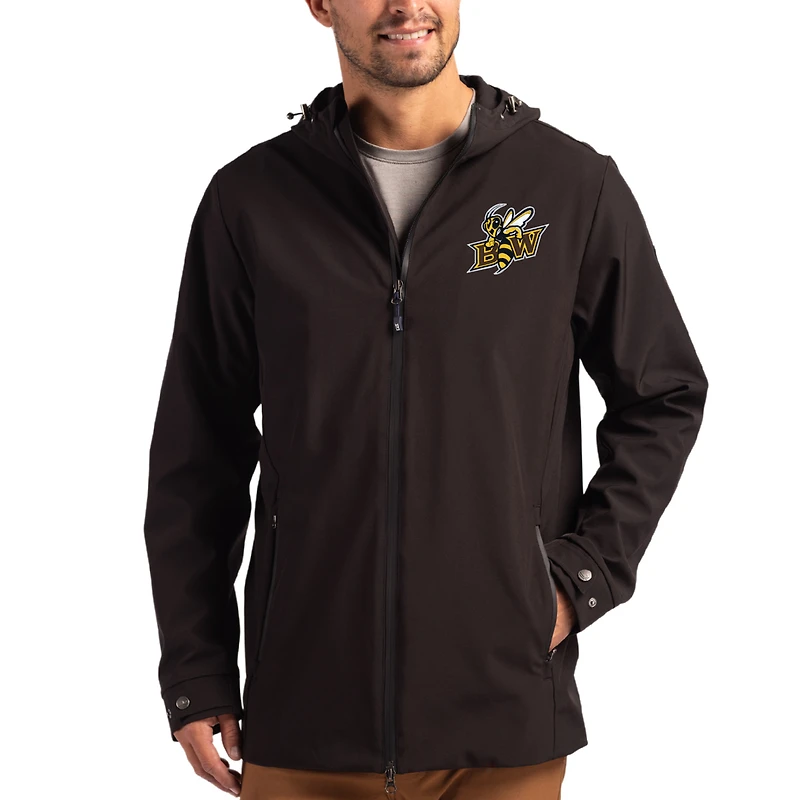 Men's Cutter & Buck Baldwin Wallace Yellow Jackets Primary Logo Camano Everyday Stretch Water-Resistant Full-Zip Jacket
