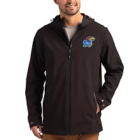 Men's Cutter & Buck  Black Kansas Jayhawks Primary Logo Camano Everyday Stretch Water-Resistant Full-Zip Jacket