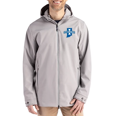 Men's Cutter & Buck Indiana State Sycamores Primary Logo Camano Everyday Stretch Water-Resistant Full-Zip Jacket