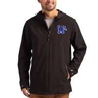 Men's Cutter & Buck  Black Memphis Tigers Primary Logo Camano Everyday Stretch Water-Resistant Full-Zip Jacket