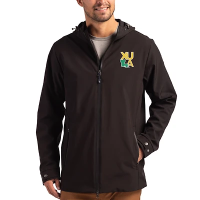 Men's Cutter & Buck Xavier University of Louisiana Gold Rush Primary Logo Camano Everyday Stretch Water-Resistant Full-Zip Jacket