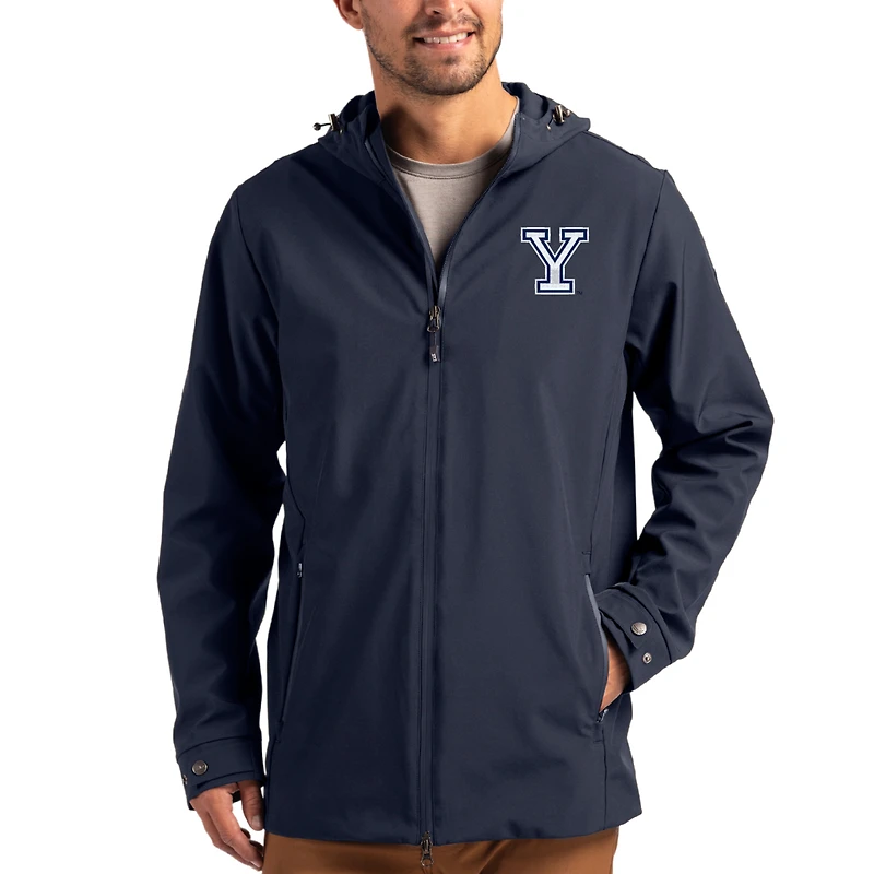 Men's Cutter & Buck  Navy Yale Bulldogs Primary Logo Camano Everyday Stretch Water-Resistant Full-Zip Jacket