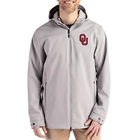 Men's Cutter & Buck  Gray Oklahoma Sooners Primary Logo Camano Everyday Stretch Water-Resistant Full-Zip Jacket