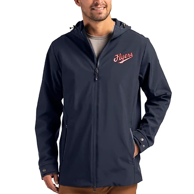 Men's Cutter & Buck  Navy Dayton Flyers Vault Logo Camano Everyday Stretch Water-Resistant Full-Zip Jacket