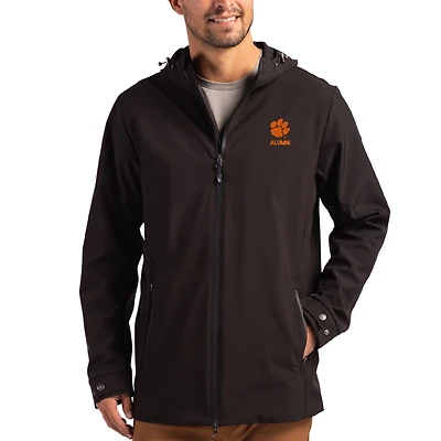 Men's Cutter & Buck Clemson Tigers Alumni Logo Camano Everyday Stretch Water-Resistant Full-Zip Jacket