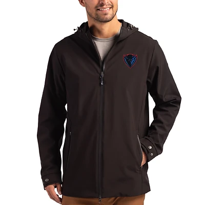 Men's Cutter & Buck  Black DePaul Blue Demons Primary Logo Camano Everyday Stretch Water-Resistant Full-Zip Jacket
