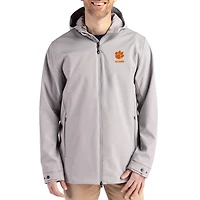 Men's Cutter & Buck  Gray Clemson Tigers Alumni Logo Camano Everyday Stretch Water-Resistant Full-Zip Jacket