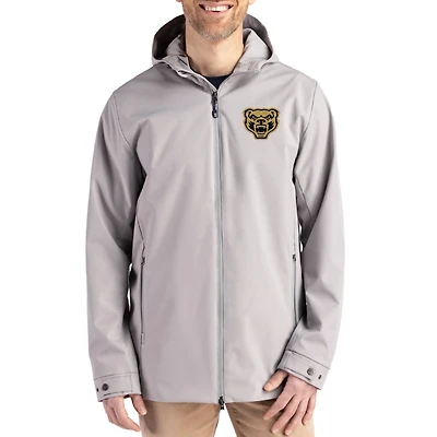 Men's Cutter & Buck  Gray Oakland Golden Grizzlies Primary Logo Camano Everyday Stretch Water-Resistant Full-Zip Jacket