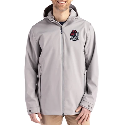 Men's Cutter & Buck  Gray Georgia Bulldogs Primary Logo Camano Everyday Stretch Water-Resistant Full-Zip Jacket
