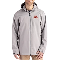 Men's Cutter & Buck  Gray Minnesota Golden Gophers Primary Logo Camano Everyday Stretch Water-Resistant Full-Zip Jacket