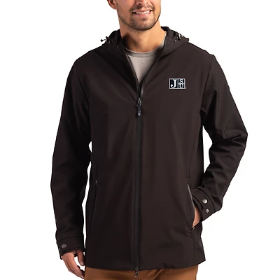 Men's Cutter & Buck Black Jackson State Tigers Primary Logo Camano Everyday Stretch Water-Resistant Full-Zip Jacket