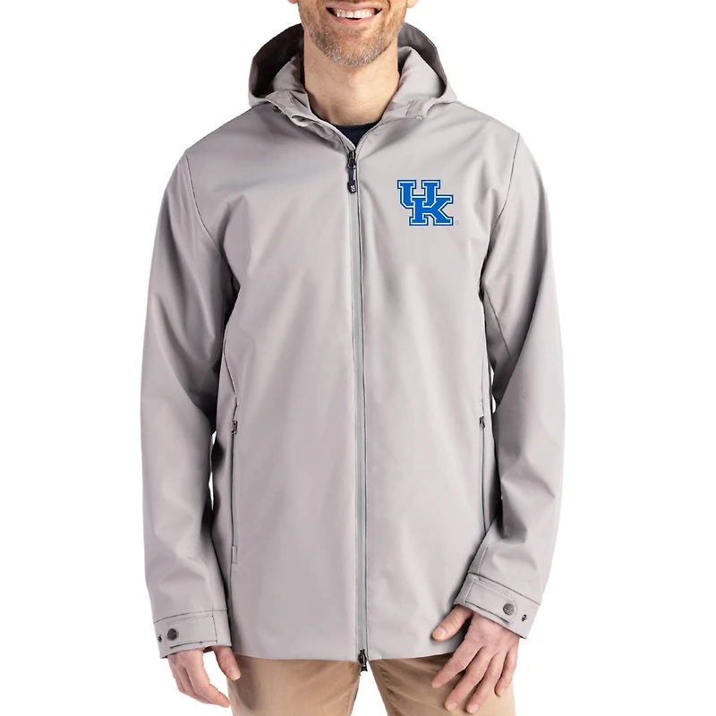 Men's Cutter & Buck Gray Kentucky Wildcats Primary Logo Camano Everyday Stretch Water-Resistant Full-Zip Jacket
