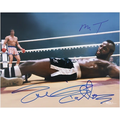 Sylvester Stallone & Mr. T Rocky III Autographed 16" x 20" Clubber Lang Knockdown Photograph