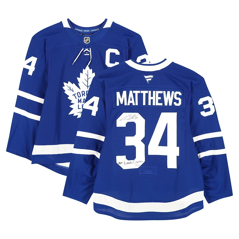 Auston Matthews Toronto Maple Leafs Autographed Blue Fanatics Authentic Pro Jersey with "26th Leafs Captain" Inscription - Limited Edition #10/10