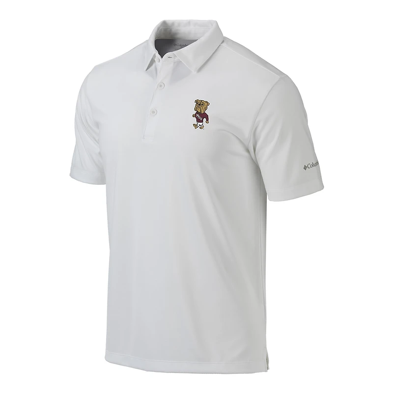Men's Columbia White Mississippi State Bulldogs Vault Omni-Wick Drive Polo