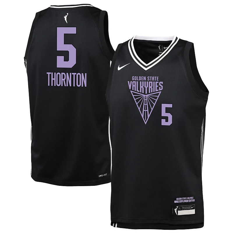 Youth Nike Kayla Thornton Eclipse Black Golden State Valkyries Explorer Edition Victory Player Jersey