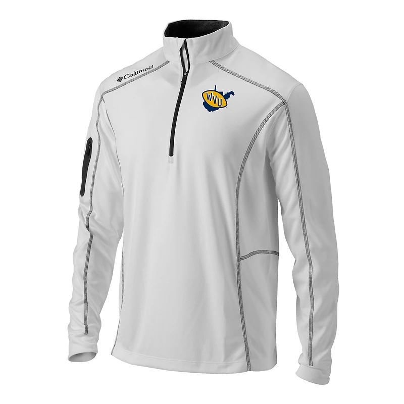 Men's Columbia White West Virginia Mountaineers Vault Omni-Wick Shotgun Quarter-Zip Pullover