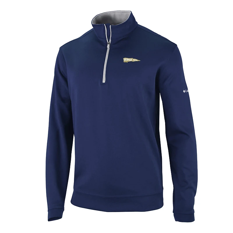 Men's Columbia Navy Georgia Tech Yellow Jackets Vault Logo Wickhams Hills Quarter-Zip Pullover