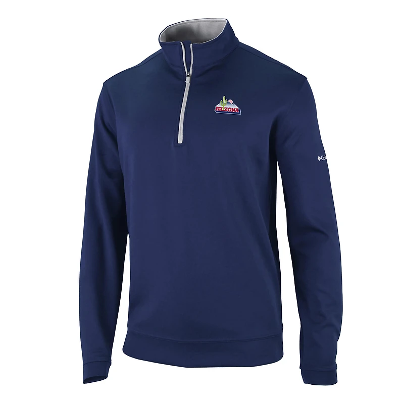 Men's Columbia Navy Arizona Wildcats Vault Logo Wickhams Hills Quarter-Zip Pullover