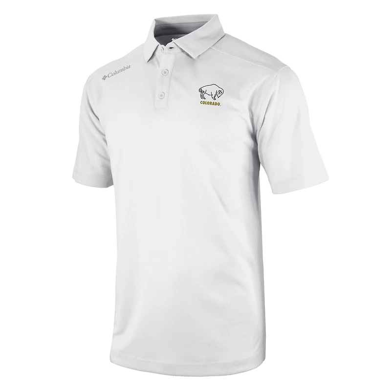 Men's Columbia White Colorado Buffaloes Vault Logo Omni-Wick Shotgun Polo