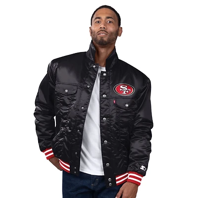 Men's Levi’s x Starter Black San Francisco 49ers Silver Tab Satin Full-Snap Trucker Jacket