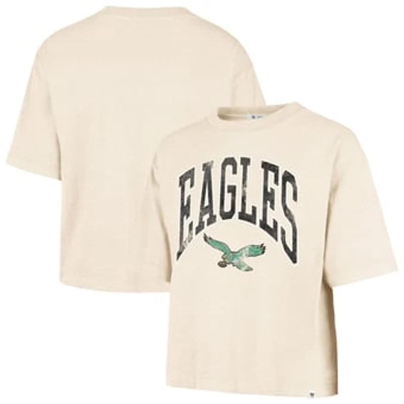 Women's '47  Natural Philadelphia Eagles Cropped Mindi Slub T-Shirt