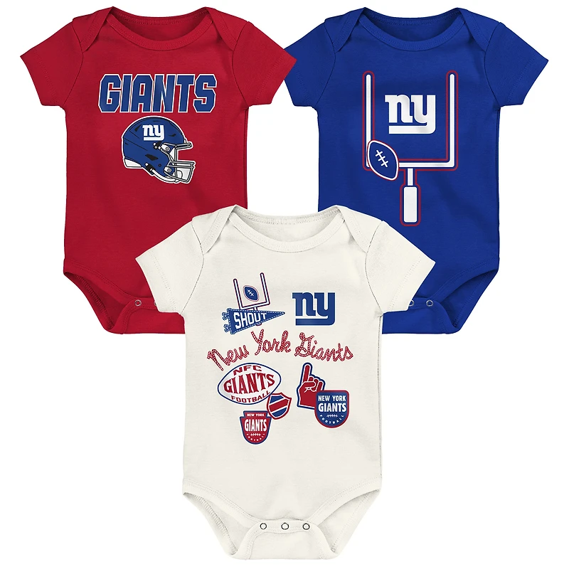 Infant & Newborn Outerstuff New York Giants Littlest Player Three-Piece Bodysuit Set
