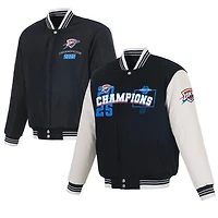 Men's JH Design  Navy Oklahoma City Thunder 2025 NBA Finals Champions Reversible Wool Full-Snap Jacket
