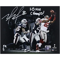 Mario Manningham New York Giants Autographed 8" x 10" Super Bowl XLVI Catch Spotlight Photograph with "SB XLVI Champs" Inscription