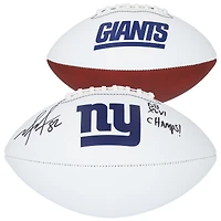 Mario Manningham New York Giants Autographed Franklin White Panel Football with "SB XLVI Champs" Inscription