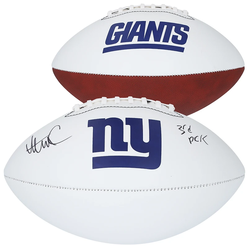 Abdul Carter New York Giants Autographed Franklin White Panel Football with "3rd Pick" Inscription