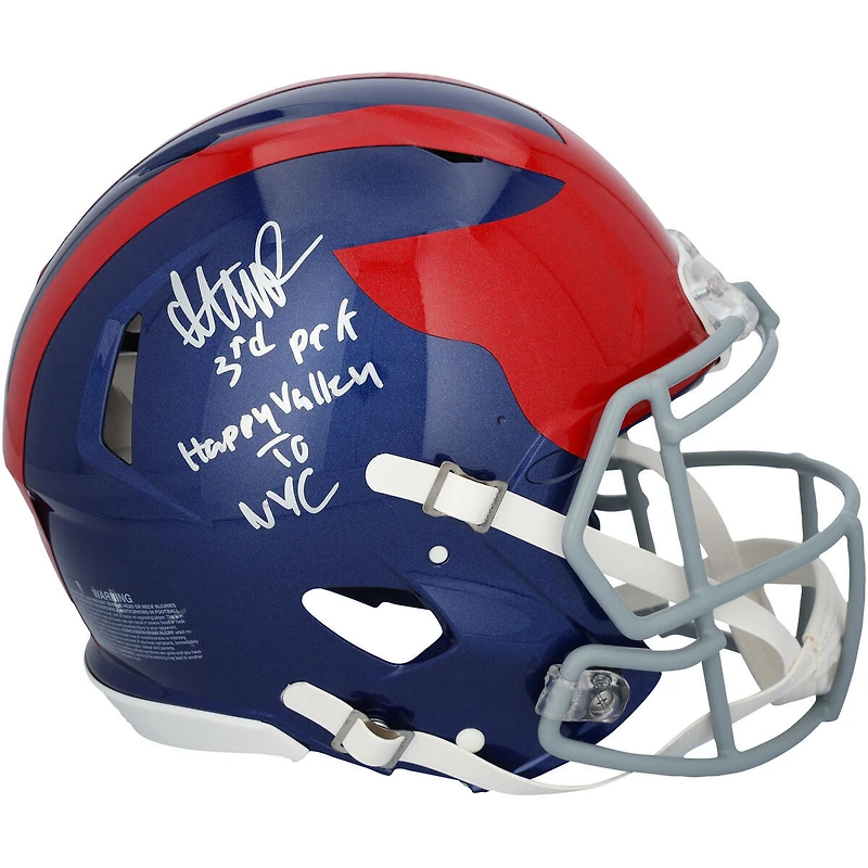 Abdul Carter New York Giants Autographed Riddell 2024 Alternate Speed Authentic Helmet with "3rd Pick" & "Happy Valley to NYC" Inscriptions - Limited Edition #1/1