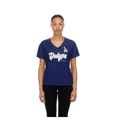 Women's New Era  Royal Los Angeles Dodgers V-Neck T-Shirt