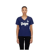 Women's New Era  Royal Los Angeles Dodgers V-Neck T-Shirt