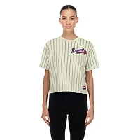 Women's New Era  Cream Atlanta Braves Throwback Boxy T-Shirt