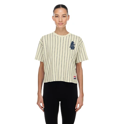 Women's New Era  Cream Chicago Cubs Throwback Boxy T-Shirt