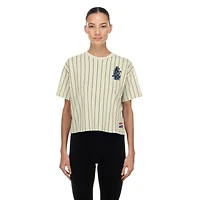 Women's New Era  Cream Chicago Cubs Throwback Boxy T-Shirt