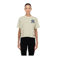 Women's New Era  Cream New York Yankees Throwback Boxy T-Shirt