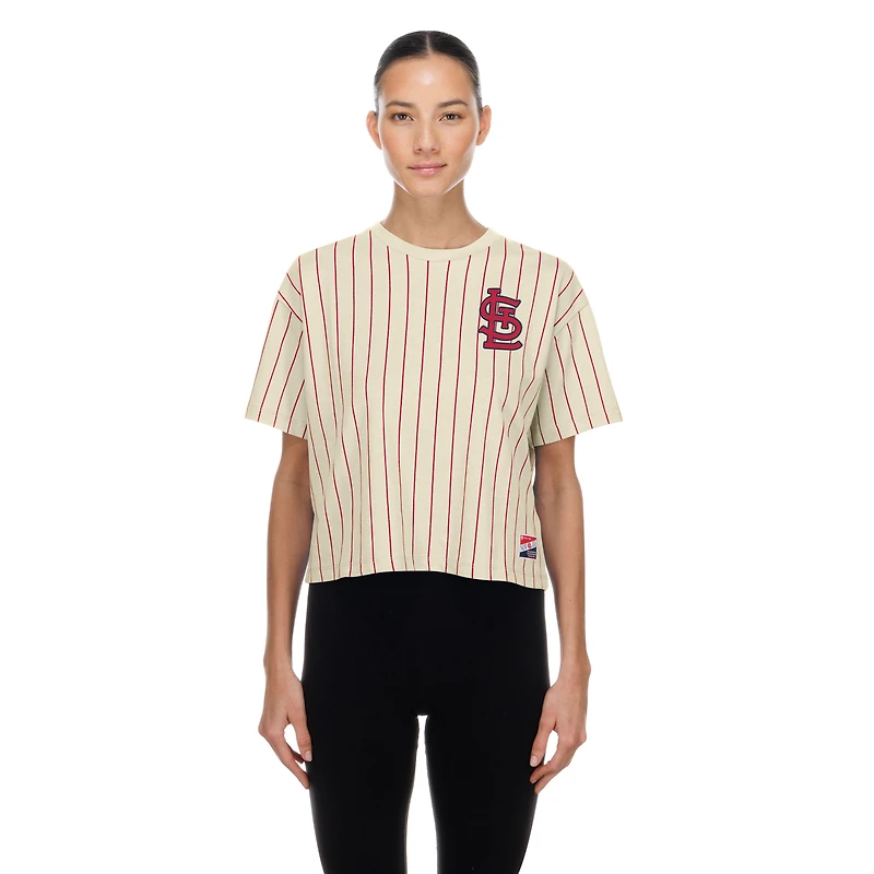 Women's New Era  Cream St. Louis Cardinals Throwback Boxy T-Shirt