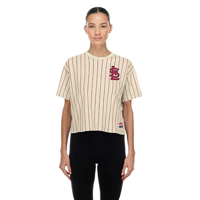 Women's New Era  Cream St. Louis Cardinals Throwback Boxy T-Shirt
