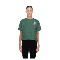 Women's New Era  Green Boston Red Sox City Connect Throwback Meshback Pinstripe Boxy T-Shirt