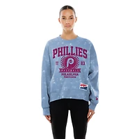 Women's New Era  Light Blue Philadelphia Phillies Throwback Oversized Boxy Sweatshirt