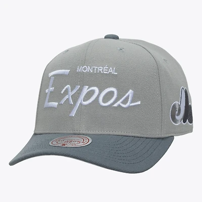 Men's Mitchell & Ness  Gray Montreal Expos Cooperstown Thunderstorm Head Coach Pro-Crown Adjustable Hat