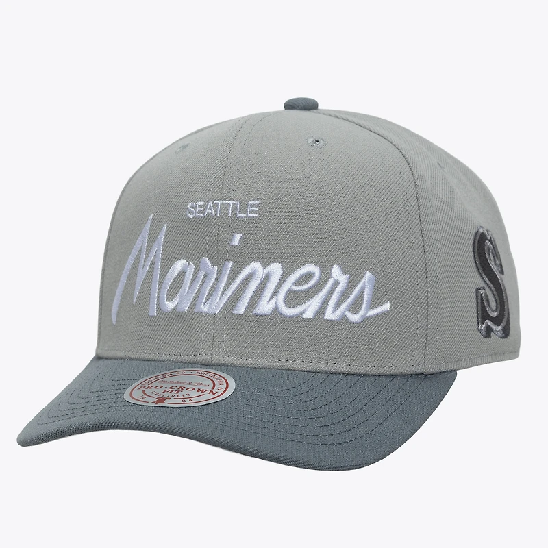Men's Mitchell & Ness  Gray Seattle Mariners Cooperstown Thunderstorm Head Coach Pro-Crown Adjustable Hat