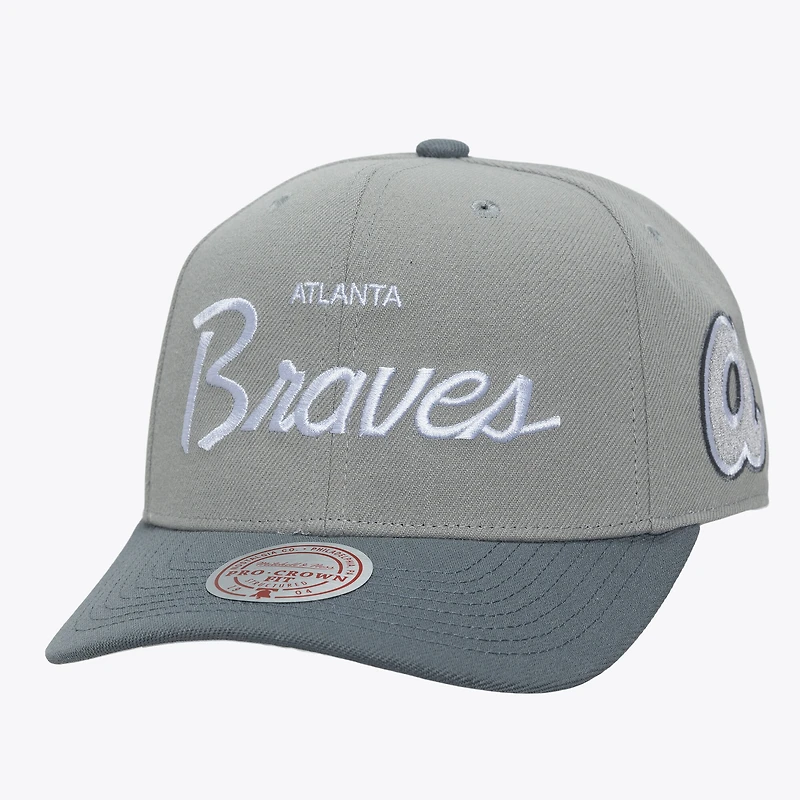 Men's Mitchell & Ness  Gray Atlanta Braves Cooperstown Thunderstorm Head Coach Pro-Crown Adjustable Hat