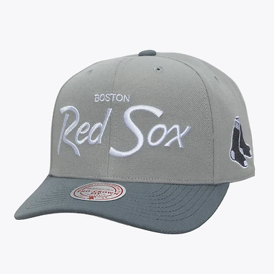 Men's Mitchell & Ness  Gray Boston Red Sox Thunderstorm Head Coach Pro-Crown Adjustable Hat